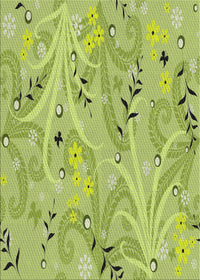 Machine Washable Transitional Yellow Green Rug, wshpat3187