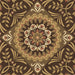 Round Machine Washable Transitional Caramel Brown Rug, wshpat3188brn