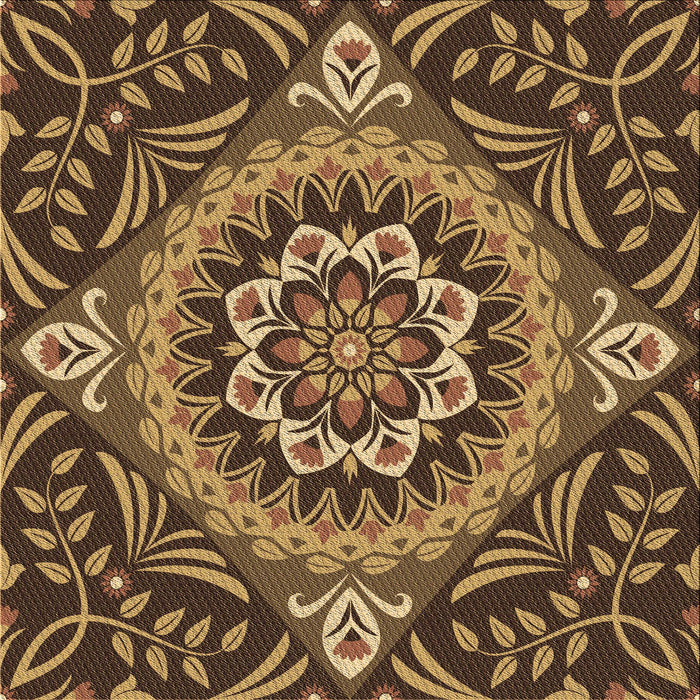 Round Patterned Caramel Brown Rug, pat3188brn