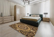 Patterned Caramel Brown Rug in a Bedroom, pat3188brn