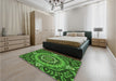 Patterned Deep Emerald Green Rug in a Bedroom, pat3188grn