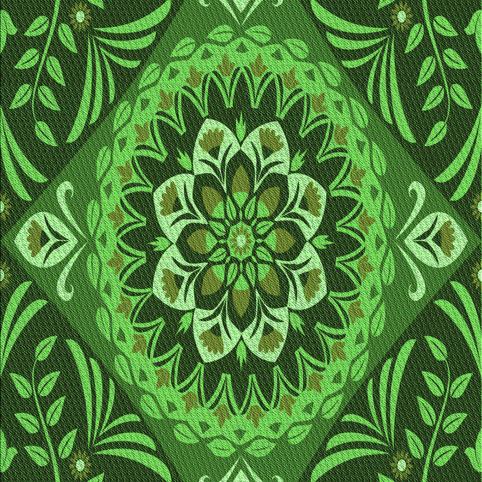 Machine Washable Transitional Deep Emerald Green Rug, wshpat3188grn