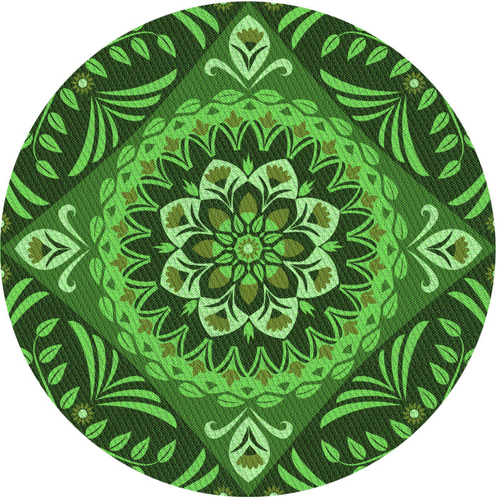 Square Machine Washable Transitional Deep Emerald Green Rug in a Living Room, wshpat3188grn