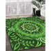 Patterned Deep Emerald Green Rug in Family Room, pat3188grn