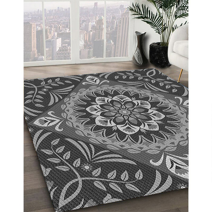 Machine Washable Transitional Gunmetal Gray Rug in a Family Room, wshpat3188gry
