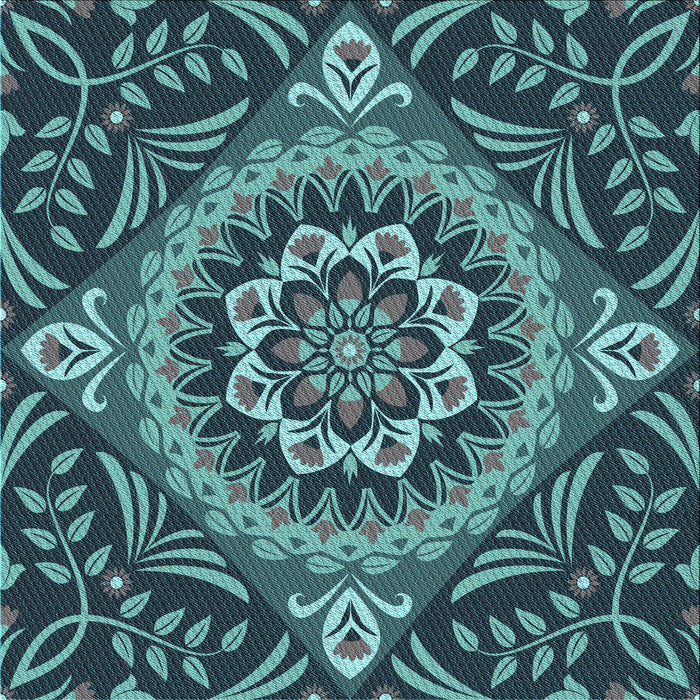 Round Machine Washable Transitional Deep-Sea Blue Rug, wshpat3188lblu
