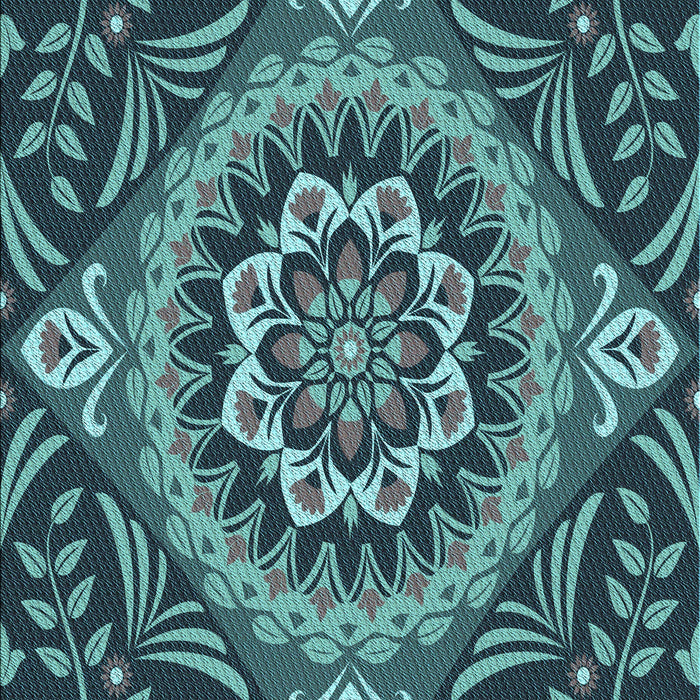 Machine Washable Transitional Deep-Sea Blue Rug, wshpat3188lblu