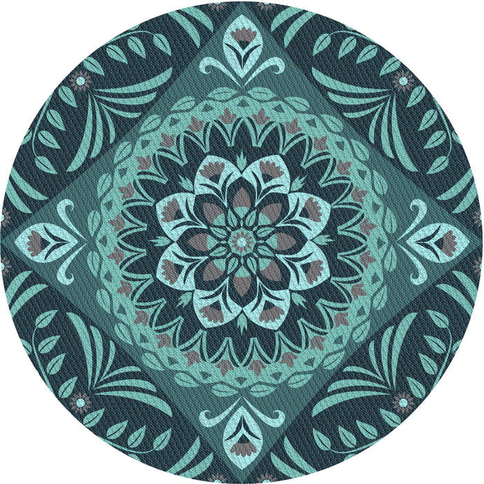 Square Patterned Deep-Sea Blue Rug, pat3188lblu
