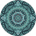 Square Patterned Deep-Sea Blue Rug, pat3188lblu
