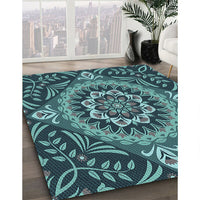 Patterned Deep-Sea Blue Rug, pat3188lblu