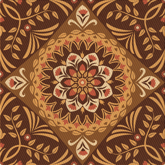 Round Patterned Orange Rug, pat3188org