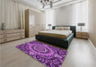 Patterned Purple Rug in a Bedroom, pat3188pur
