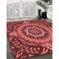 Patterned Cranberry Red Rug, pat3188rd
