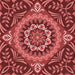 Round Machine Washable Transitional Cranberry Red Rug, wshpat3188rd