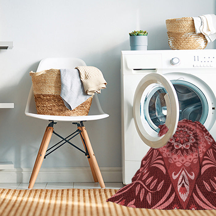 Machine Washable Transitional Cranberry Red Rug in a Washing Machine, wshpat3188rd