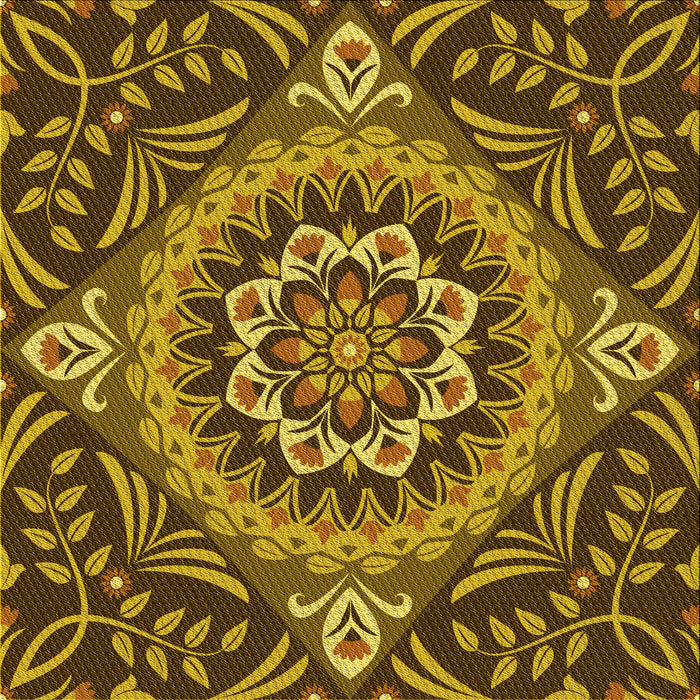 Round Patterned Orange Gold Rug, pat3188yw