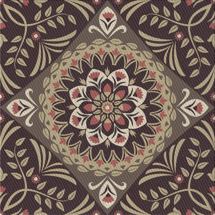 Square Patterned Burgundy Brown Novelty Rug, pat3188