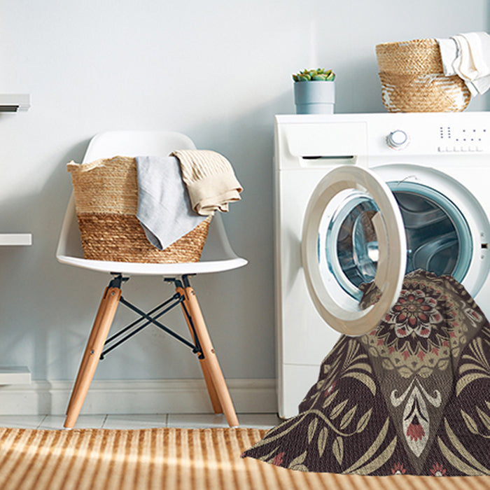 Machine Washable Transitional Burgundy Brown Rug in a Washing Machine, wshpat3188