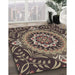 Patterned Burgundy Brown Novelty Rug in Family Room, pat3188