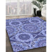 Patterned Sky Blue Rug in Family Room, pat3189blu