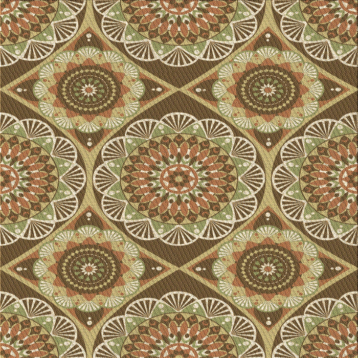 Round Patterned Saddle Brown Rug, pat3189brn