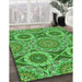 Patterned Green Rug in Family Room, pat3189grn