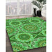 Machine Washable Transitional Green Rug in a Family Room, wshpat3189grn