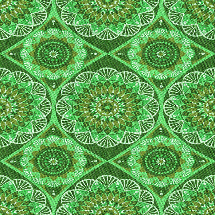 Round Machine Washable Transitional Green Rug, wshpat3189grn