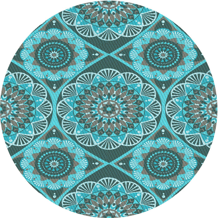 Square Patterned Deep-Sea Green Rug, pat3189lblu
