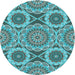 Square Patterned Deep-Sea Green Rug, pat3189lblu