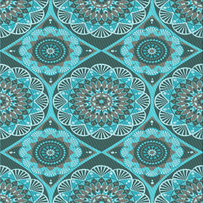 Round Patterned Deep-Sea Green Rug, pat3189lblu