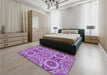 Patterned Dark Orchid Purple Rug in a Bedroom, pat3189pur