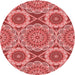 Square Patterned Red Rug, pat3189rd