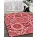Patterned Red Rug in Family Room, pat3189rd