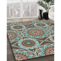 Patterned Reddish Brown Novelty Rug, pat3189