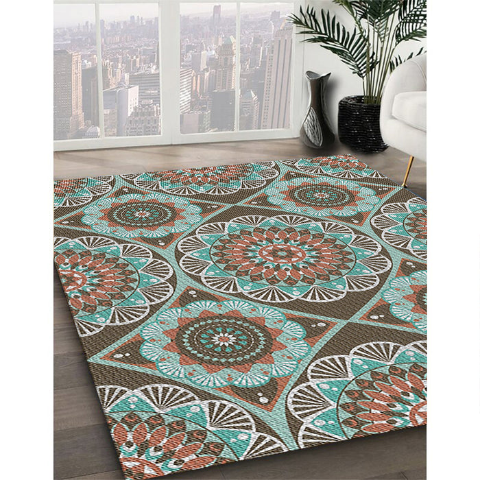 Machine Washable Transitional Sepia Brown Rug in a Family Room, wshpat3189