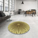 Round Machine Washable Transitional Metallic Gold Rug in a Office, wshpat318