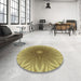 Round Patterned Metallic Gold Novelty Rug in a Office, pat318