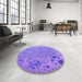 Round Patterned Purple Rug in a Office, pat319pur