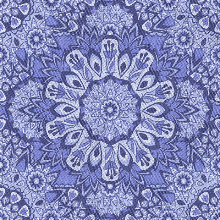 Round Patterned Jeans Blue Rug, pat3190blu