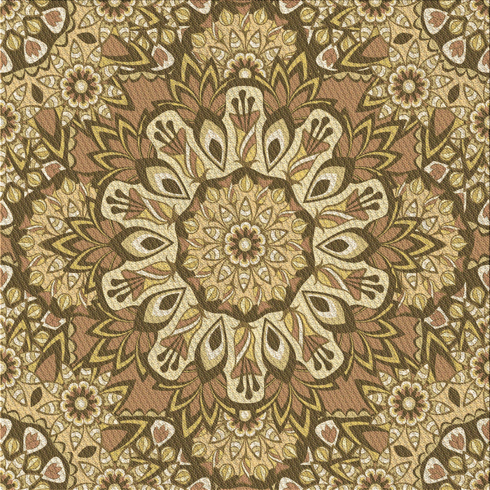 Round Patterned Yellow Orange Rug, pat3190brn