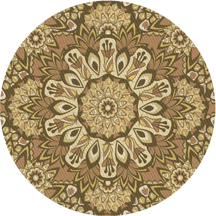 Square Patterned Yellow Orange Rug, pat3190brn