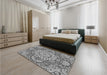 Patterned Cloud Gray Rug in a Bedroom, pat3190gry