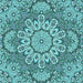 Round Machine Washable Transitional Teal Green Rug, wshpat3190lblu