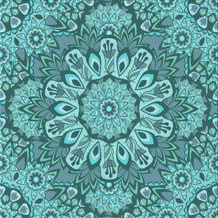 Round Patterned Teal Green Rug, pat3190lblu