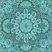 Round Patterned Teal Green Rug, pat3190lblu