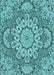 Machine Washable Transitional Teal Green Rug, wshpat3190lblu