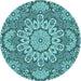 Square Patterned Teal Green Rug, pat3190lblu
