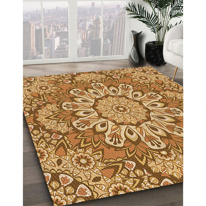 Patterned Orange Rug in Family Room, pat3190org
