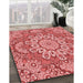 Patterned Light Coral Pink Rug in Family Room, pat3190rd